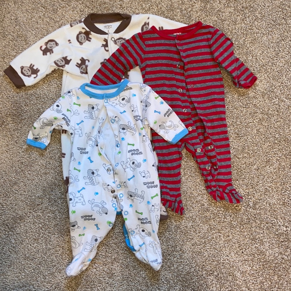 Bundle of 3 0-3 month button sleepers